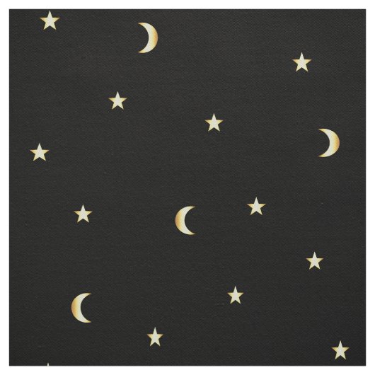Tissu Lune et étoiles d'or (Échantillon)