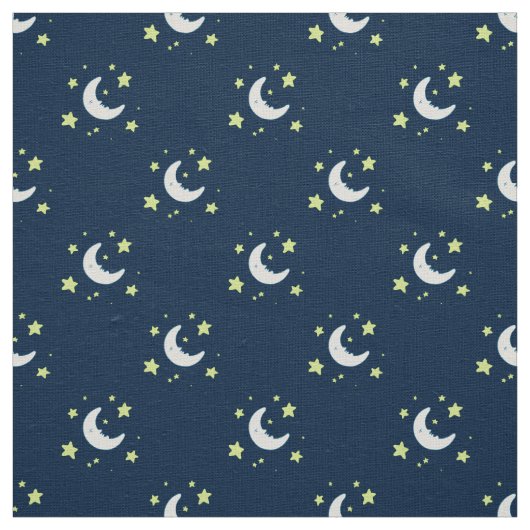 Tissu Lune et étoiles Textile original Imprimer sur Navy (Échantillon)