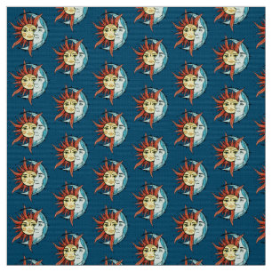 Tissu Lune et soleil. illustration de tatouage de style 