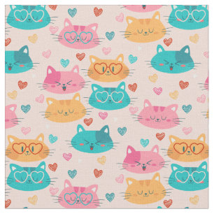 Tissu lunettes de chats mignons lunettes de coeur amusan