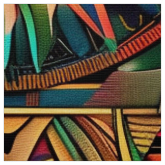 Tissu Lush Cyan "Vibrant Emblème Historique" Textile Pol