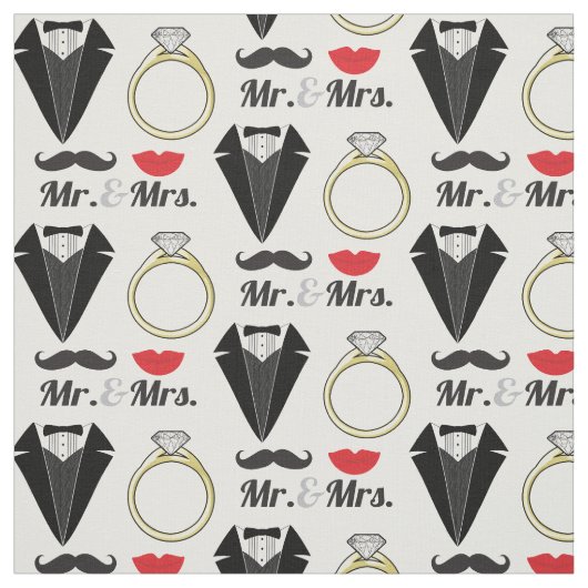 Tissu M. et Mme Lips Mustache Ring Tuxedo Mariage (Échantillon)