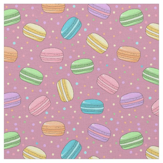 Tissu Macarons français Dusty Rose Dessert Motif (Fermer)