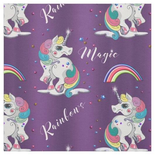 Tissu Magie Unicorne violette (Échantillon)