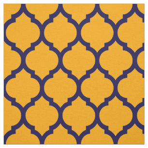 Tissu Magnifique Orange Blue Marocain Quatrefoil Motif