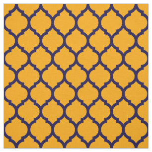Tissu Magnifique Orange Blue Marocain Quatrefoil Motif