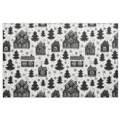 Tissu Maisons blanches noires de Noël Pine Trees (Fat Quarter)