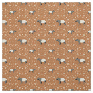 Tissu Malaisienne Tapirs animal modèle cannelle orange