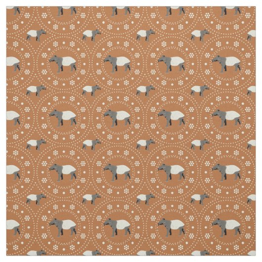 Tissu Malaisienne Tapirs animal modèle cannelle orange (Échantillon)