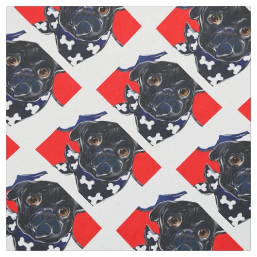 Tissu Mâle Pug noir (Échantillon)