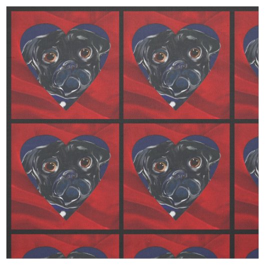 Tissu Mâle Pug noir (Échantillon)