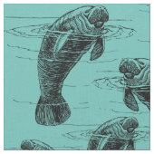 Tissu Manatee Illustration Motif (Fermer)