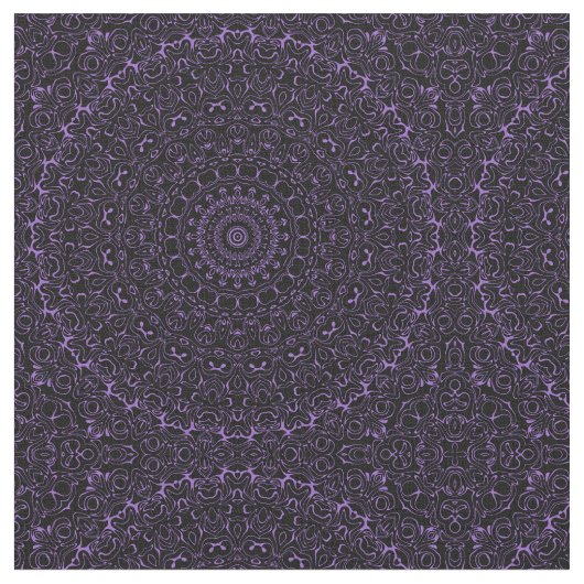 Tissu Mandala Améthyste violet avec symétrie complexe (Fermer)