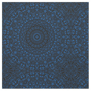 Tissu Mandala Bleu Azur avec Symétrie Hypnotique