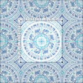 Tissu Mandala bleu de Boho d'éléphant d'ELEPHANTING (Carreau)