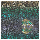 Tissu Mandala celtique de coeur en or vert (Échantillon)