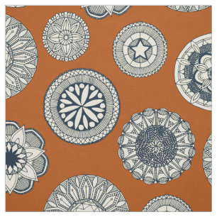 Tissu mandala cirque tache orange