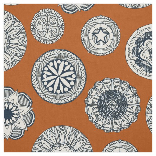 Tissu mandala cirque tache orange (Échantillon)