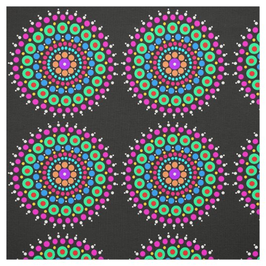 Tissu Mandala coloré noir bg (Échantillon)