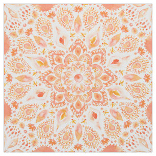 Tissu Mandala de corail d'aquarelle de Lotus de FORCES