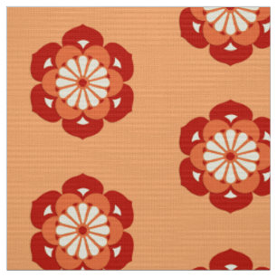 Tissu Mandala de fleur de Lotus, orange en pastel et