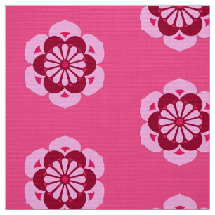 Tissu Mandala de fleur de Lotus, rose fuchsia et