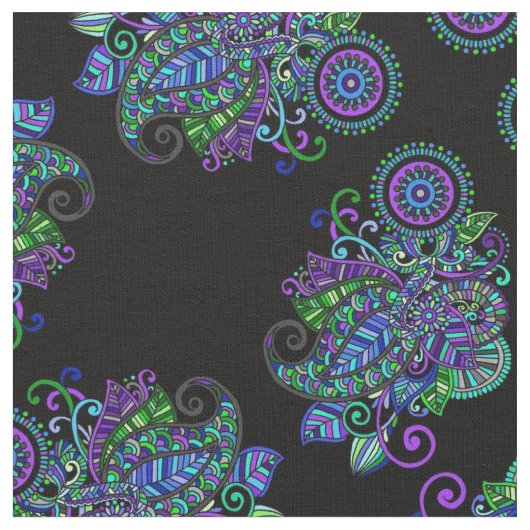 Tissu Mandala de paon (Fermer)