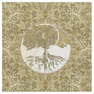 Tissu Mandala d'or Yin Yang