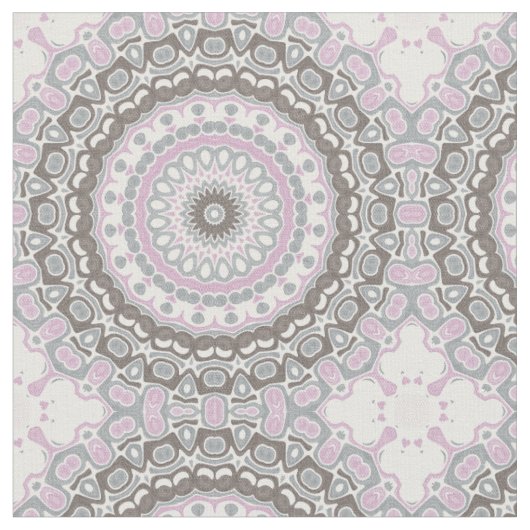 Tissu Mandala Gris Clair et Rose Pâle (Fermer)