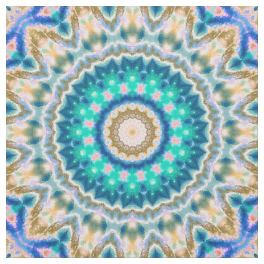 Tissu Mandala jaune turquoise (Échantillon)