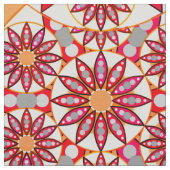 Tissu Mandala motif, corail, pêche, blanc et gris (Détail)
