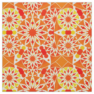 Tissu Mandala motif, Coral Orange et Gold