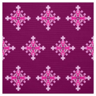 Tissu Mandala Motif, rose pâle et prune à quatre points
