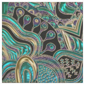 Tissu Mandala noir pourpre d'or turquoise (Fermer)