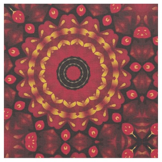 Tissu Mandala Or sur Rouge (Fermer)
