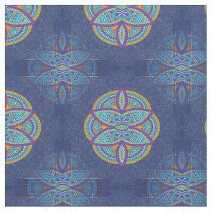 Tissu Mandalas en bleu mixte motifs répétitifs