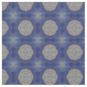 Tissu Mandalas en mélange motifs de répétition bleu
