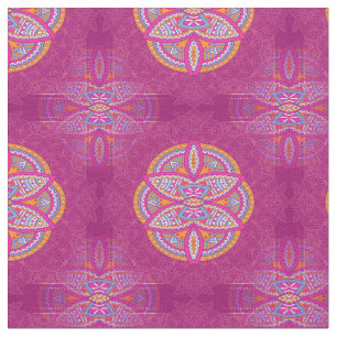 Tissu Mandalas en mélange motifs de répétition rose