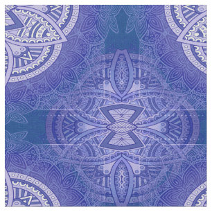 Tissu Mandalas en motifs mixtes en bleu bleu