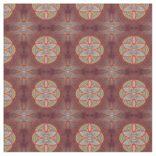 Tissu Mandalas sur Maroon répéter les motifs