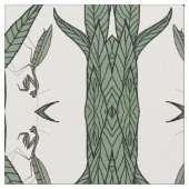 Tissu Mantis De Prière En Miroir Sur Feuilles Verts (Fermer)