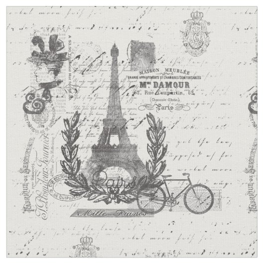 Tissu Manuscrit chic de Paris (Fermer)