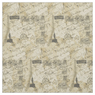 Tissu Manuscrit français, Tour Eiffel et