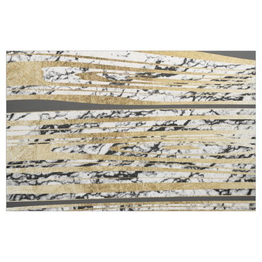 Tissu Marbre blanc noir moderne avec des rayures d'or de (Yard)