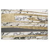 Tissu Marbre blanc noir moderne avec des rayures d'or de (Fat Quarter)