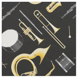 Tissu Marching Band Instruments Décoration musicale mus