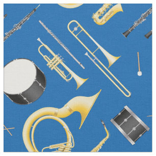 Tissu Marching Band Instruments Musique Musicien bleu