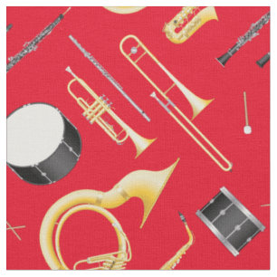 Tissu Marching Band Instruments Musique Musicien Rouge