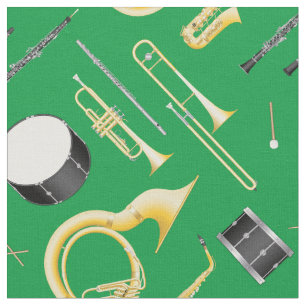 Tissu Marching Band Instruments Musique Musicien Vert