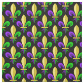 Tissu Mardi gras Carnival Fleur De Lis sur le noir (Échantillon)
